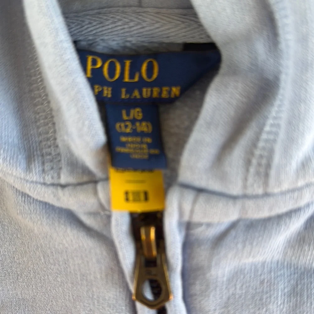 Kids Large POLO (12-14) light Blue comfy sweatshirt Hoodie pink horse - Picture 3 of 8